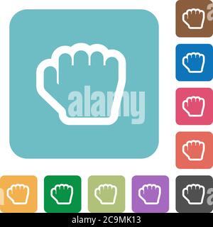 Grab cursor white flat icons on color rounded square backgrounds Stock Vector