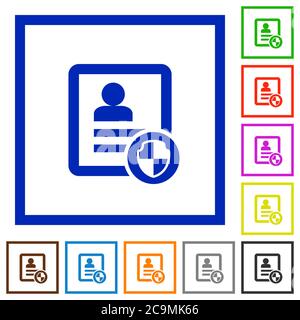 Protect contact flat color icons in square frames on white background Stock Vector