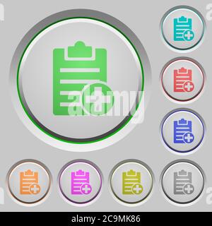 Add new note color icons on sunk push buttons Stock Vector