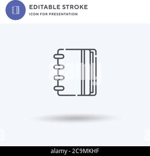 Notebook icon vector, filled flat sign, solid pictogram isolated on white, logo illustration. Notebook icon for presentation. Stock Vector