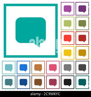 Message bubble flat color icons with quadrant frames on white background Stock Vector