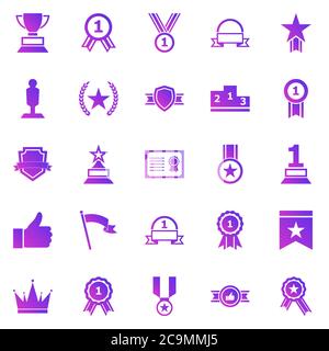 Winner gradient icons on white background, stock vector Stock Vector
