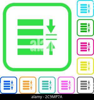 Adjust line spacing vivid colored flat icons in curved borders on white background Stock Vector