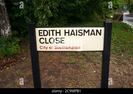 A road named after Edith Haisman oldest RMS Titanic surviver in Southampton UK England. Stock Photo