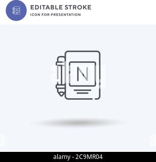 Notebook icon vector, filled flat sign, solid pictogram isolated on white, logo illustration. Notebook icon for presentation. Stock Vector
