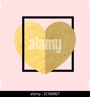 Golden heart with foil texture frame eps 10 Stock Vector