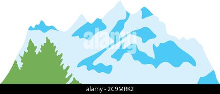 cold mountains and pines icon over white background, silhouette style ...