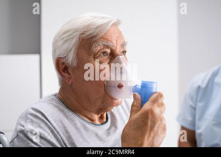 Copd, Medical Fibrosis Or Asthma Sick Patient Stock Photo