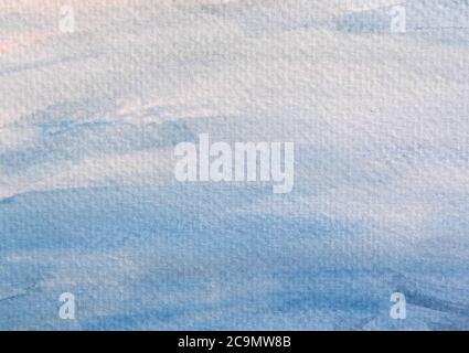 Blue watercolor background. Brush lines matte texture abstract painted on paper. Backdrop, background, flat lay, overlay concept. Copy space. Stock Photo