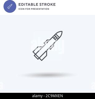 Missile icon vector, filled flat sign, solid pictogram isolated on white, logo illustration. Missile icon for presentation. Stock Vector