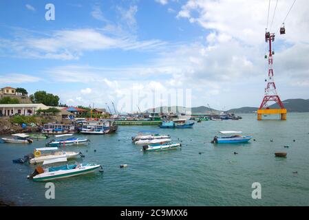NYA TRANG, VIETNAM - JANUARY 01, 2016: View of the sea port of Nha Trang Stock Photo