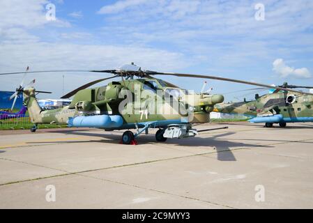 ZHUKOVSKY, RUSSIA - JULY 20, 2017: Russian helicopter MI-28N 'Night Hunter' on the MAKS-2017 air show Stock Photo