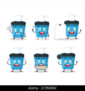 Cartoon character of blue highlighter with various chef emoticons Stock Vector