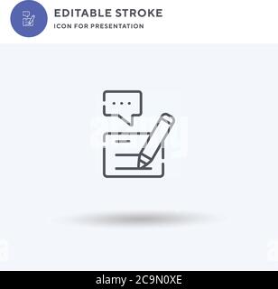 Writing icon vector, filled flat sign, solid pictogram isolated on white, logo illustration. Writing icon for presentation. Stock Vector
