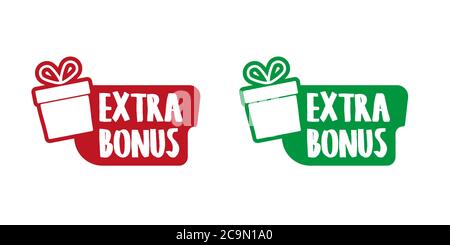 Extra Bonus Vector Illustration Red Extra Bonus Label. Modern Web Banner Element With Gift. Stock Vector