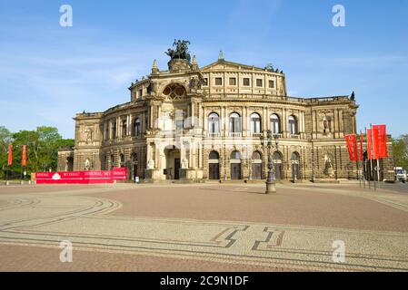 DRESDEN, GERMANY - APRIL 29, 2018: Old building of the Semper Opera on a sunny April day Stock Photo