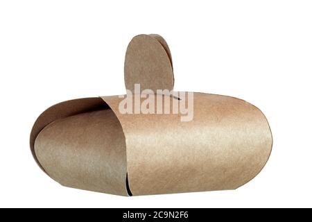 Take Away Box for Cake brown color on white background. Stock Photo