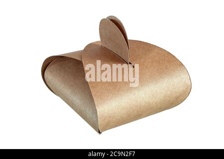 Take Away Box for Cake brown color on white background. Stock Photo