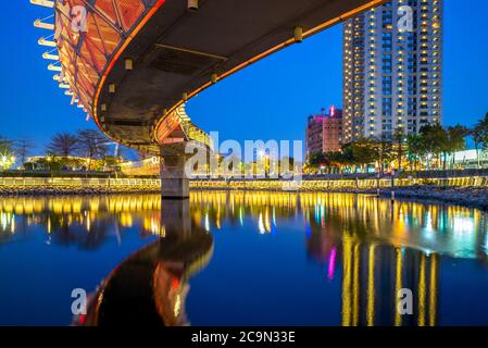night view of kaohsiung by love river in taiwan Stock Photo