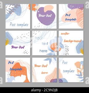 Big editable puzzle template for social media post templates. Instagram business, fashion, brand ad templates collection for posts and stories adverti Stock Vector