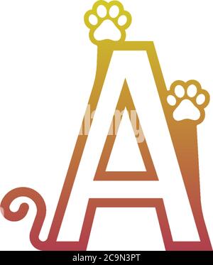 Letter A logo design Dog footprints concept icon illustration Stock Vector