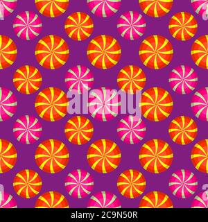 sweet swirl candies seamless pattern vector illustration background Stock Vector