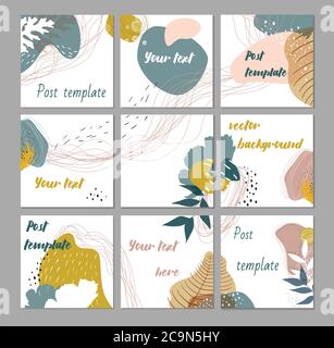 Big editable puzzle template for social media post templates. Instagram business, fashion, brand ad templates collection for posts and stories adverti Stock Vector