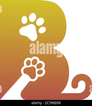 Letter B logo design Dog footprints concept icon illustration Stock Vector