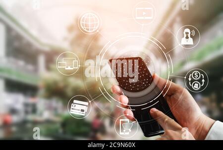 Omni channel technology of online retail business. Stock Photo