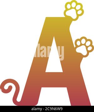 Letter A logo design Dog footprints concept icon illustration Stock Vector