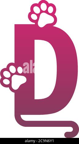 Letter D logo design Dog footprints concept icon illustration Stock Vector
