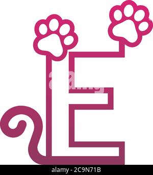 Letter E logo design Dog footprints concept icon illustration Stock Vector