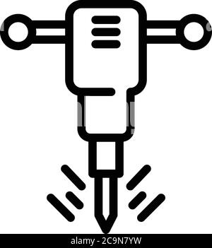 Metallurgy hammer drill icon, outline style Stock Vector