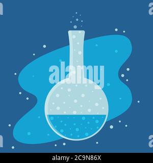 Vector illustration of florence or boiling flask. Chemistry laboratory glassware. Back to school element. Vector illustration of science equipment Stock Vector