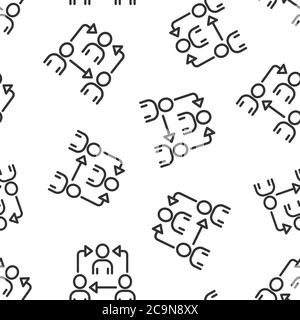 People referral icon in flat style. Business communication vector illustration on white background. Reference teamwork seamless pattern business conce Stock Vector