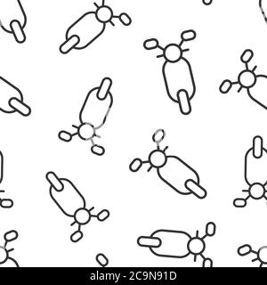 Motorbike icon in flat style. Scooter vector illustration on white isolated background. Moped vehicle seamless pattern business concept. Stock Vector