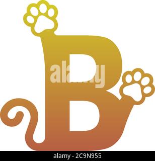 Letter B logo design Dog footprints concept icon illustration Stock Vector