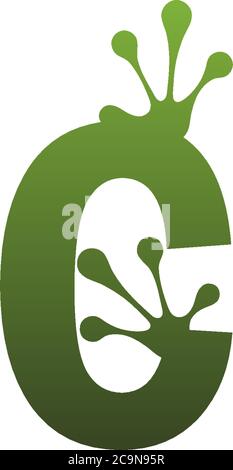 Letter C logo design frog footprints concept icon illustration Stock Vector