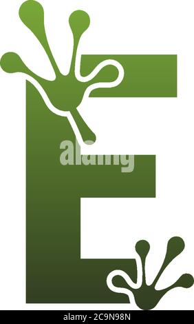 Letter E logo design frog footprints concept icon illustration Stock Vector