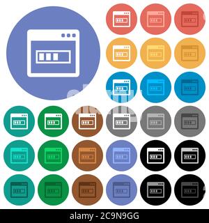 Application installing multi colored flat icons on round backgrounds. Included white, light and dark icon variations for hover and active status effec Stock Vector