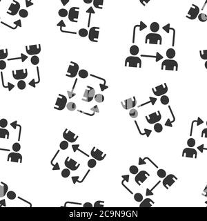 People referral icon in flat style. Business communication vector illustration on white background. Reference teamwork seamless pattern business conce Stock Vector