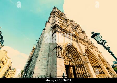 Notre Dame catheral in vintage tone. Paris, France Stock Photo