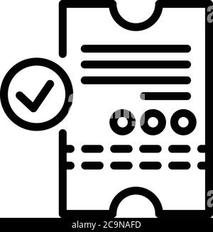 Approved bus ticket icon, outline style Stock Vector