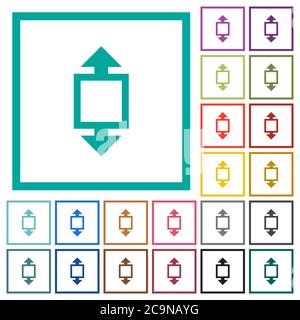Height tool flat color icons with quadrant frames on white background Stock Vector