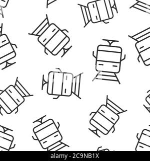 Metro icon in flat style. Train subway vector illustration on white isolated background. Railroad cargo seamless pattern business concept. Stock Vector