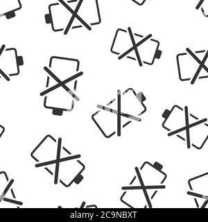 Battery charge icon in flat style. Power level vector illustration on white isolated background. Lithium accumulator seamless pattern business concept Stock Vector