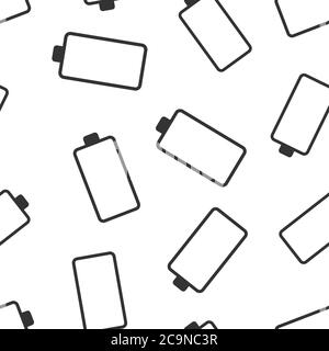 Battery charge icon in flat style. Power level vector illustration on white isolated background. Lithium accumulator seamless pattern business concept Stock Vector