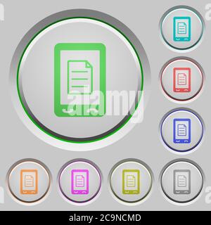 Mobile call list color icons on sunk push buttons Stock Vector