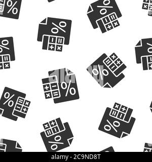 Tax payment icon in flat style. Budget invoice vector illustration on white isolated background. Calculate document seamless pattern business concept. Stock Vector