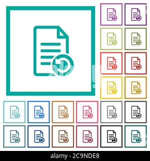 Undo document changes flat color icons with quadrant frames on white background Stock Vector
